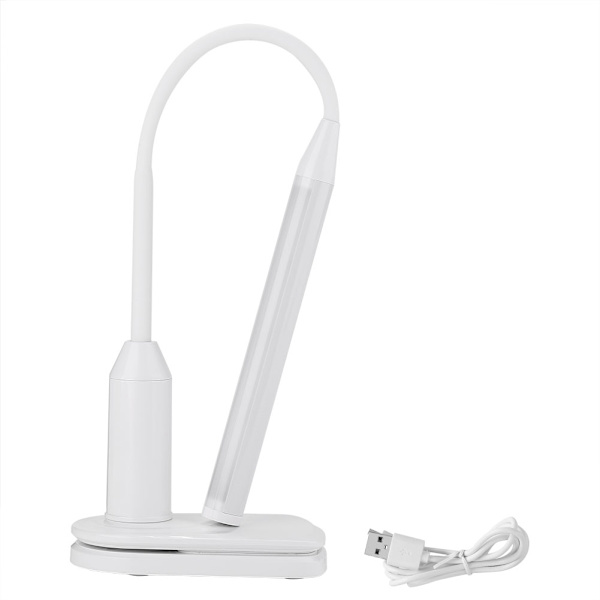 USB-laddningsbar LED-skrivbordslampa, svanhalsrör, touch-känslig klämma bordslampa för studier