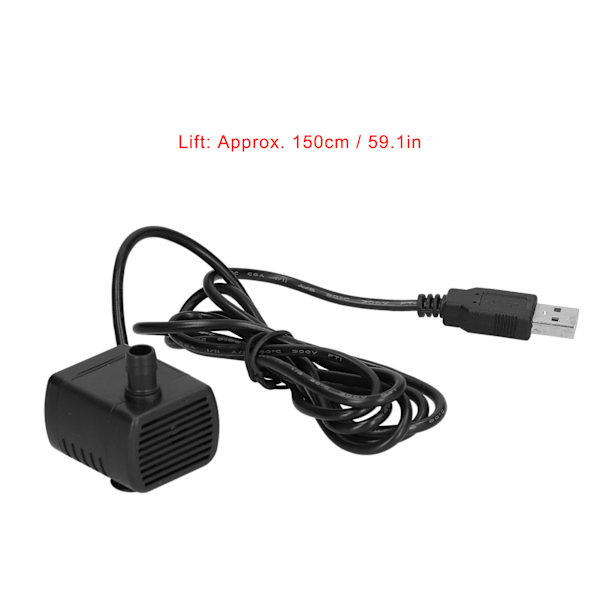 Vattenpump USB-kontakt Borstlös Mikro Submersible Pump Cirkulationsenhet DC5V 170L/H 100cm Lyft