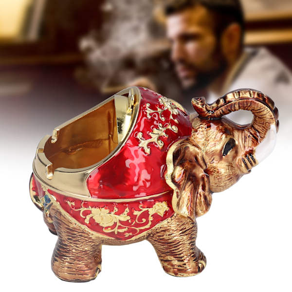 Askkopp Europeisk stil Retro Elefant Sfärisk Zink Legering Dammsamlare med lock