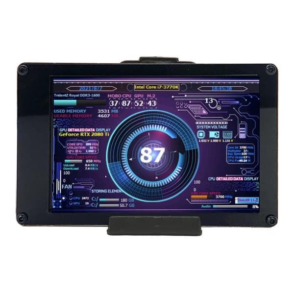 Temperaturdisplay for systemovervåking, 3,5-tommers IPS-datamaskin temperaturmonitor med USB-tilkobling, PC CPU GPU datamonitor med justerbar funksjon