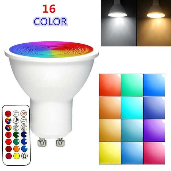 RGBW GU10 LED-färgförändrande strålkastare 2 belysningslägen 3W RGB LED-lampa med fjärrkontroll minnestimerfunktion för bar scenfest