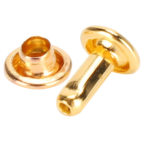 200 st dubbelrunda nitar fästelement läder skor väska kläder tillbehör imitation guld 6 x 8mm dubbelrunda nitar