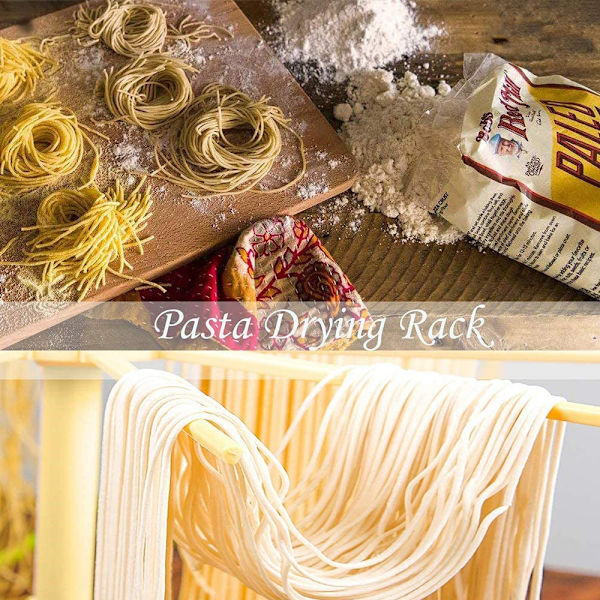 Nudel torkställ, pastatork, nudelställ med 10 utdragbara steg för upp till 2 kg nudlar, koppar, handdukar, integrerad transportrör, hopfällbar spaghetti