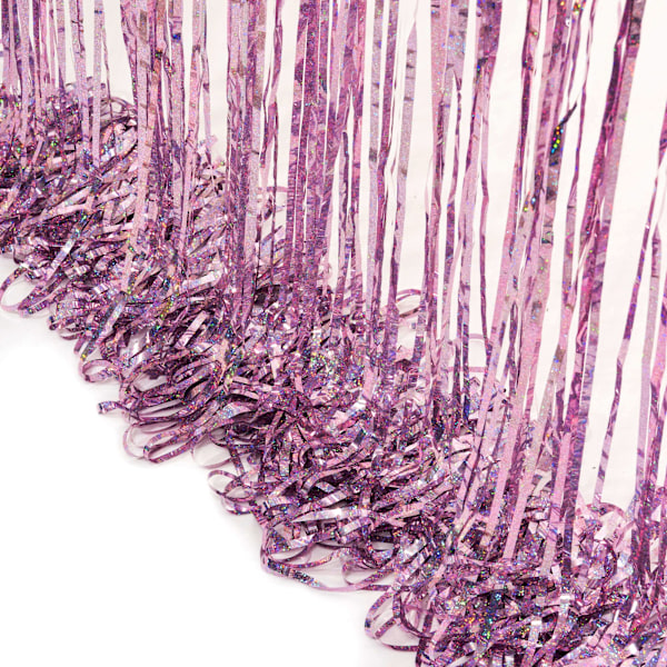 Rosa glittergardin - festdekoration - glitterfolie fransgardin - lila rosa festdekoration - streamers för födelsedagsflicka - prinsessa - möhippa - eufori