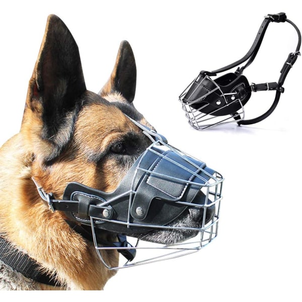 Hund Nosparti Schäfer Metall Mask Läder Justerbar, XL