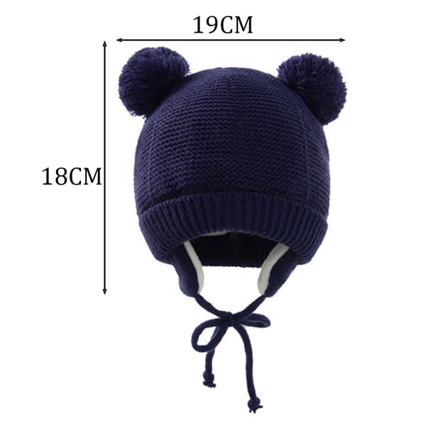 Stickad mössa för spädbarn och småbarn, varm öronlappsmössa vintermössa med fleecefoder, mjuka tyger, stretchig passform, söt design för höst och vinter