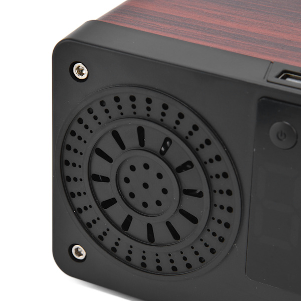 Högtalare Röd Dubbel Högtalare Digital Display Klocka 360° Tredimensionell Surround Trä Högtalare Subwoofer