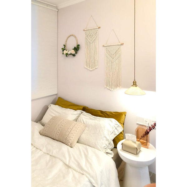 2 st Macrame väggbonad liten vävd gobeläng väggkonstdekor - Vacker för Boho heminredning, lägenhet, barnkammare, festdekorationer