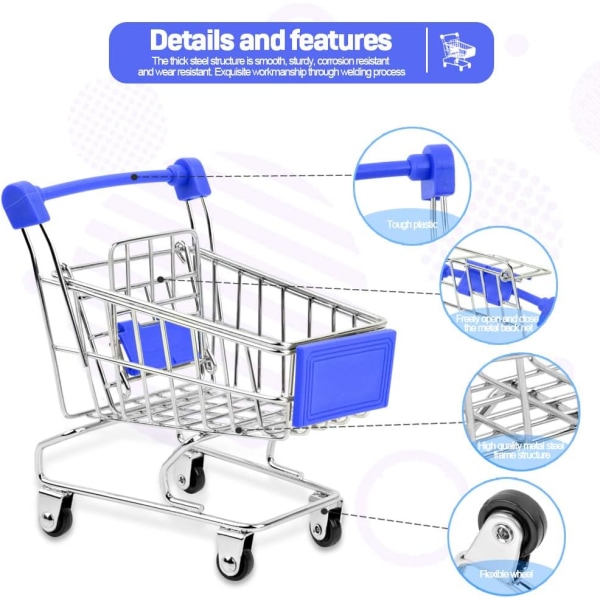 Mini Supermarket Handvagn, 4 st Mini Shopping Cart Supermarket Handvagn Shopping Utility Cart Mode Förvaring Leksak