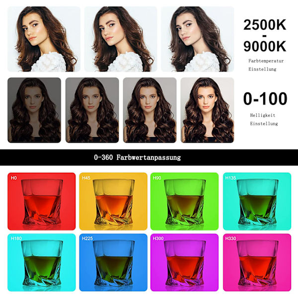 LED-videoljus RGB W 3 kallskofäste, kameraljus LED-videoljus fotoljus videoljus fotovideo fotoljus kameraljus kameraljus kontinuerligt