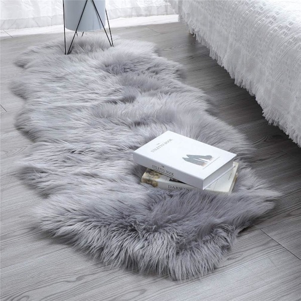 Anpassade Överdrag Pälsmatta, Halkfri Baksida för Säkerhet, 60 X 160 Cm Grå, Lätt att Tvätta, Perfekt Presentidé, Superpassform för Alla Utrymmen