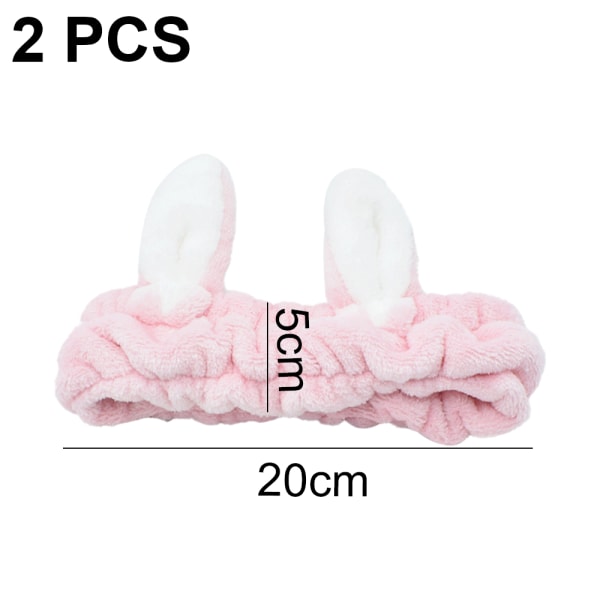 Rabbit Bunny Ear Makeup Pannband Mjukt hårband Coral Fleece