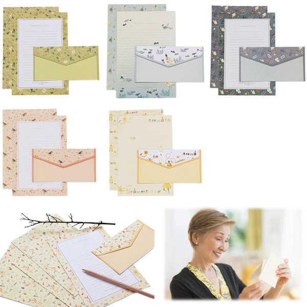 25 set brevpapper med kuvert, utsökt design, naturligt papper, dubbelsidigt blommigt naturligt kvinnobrevset för vuxna