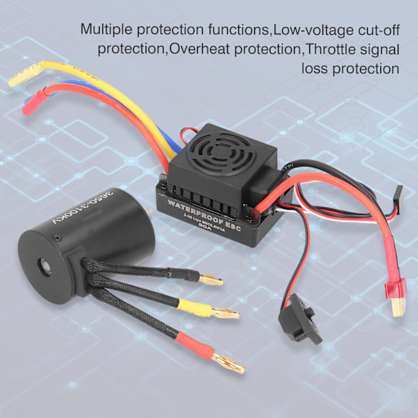 3650 Vattentät 3100KV Borstlös Motor 60A Borstlös ESC Delar Set för 1/10 RC Bil