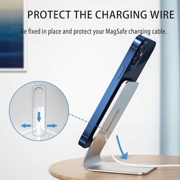 Ergonomisk Magnetisk Trådlös Laddare för iPhone-serien, Aluminiumstativ Säkerställer Perfekt Visningsvinkel och Snabb Trådlös Laddning med Säkerhetsfunktioner