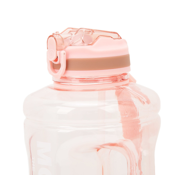 1500 ml stor sportflaska med bärbar skala, poppande lock, sugrör, utomhus fitness vattenförvaringsflaska, rosa