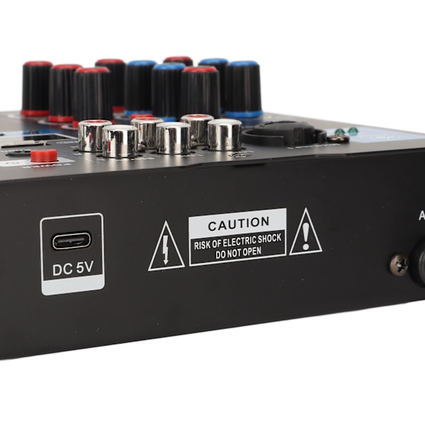 Dubbelmikrofon Mixer 4 Kanaler Liten Metall USB Bluetooth Mixningsbord med Trådlös Mikrofon för Live Streaming Karaoke