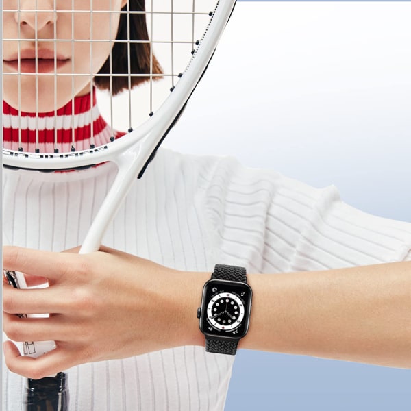 Flätat armband kompatibelt med Apple Watch Armband 38mm 40mm 41mm 45mm, Elastiskt Sport Stretchy Ersättningsarmband för iWatch-serien