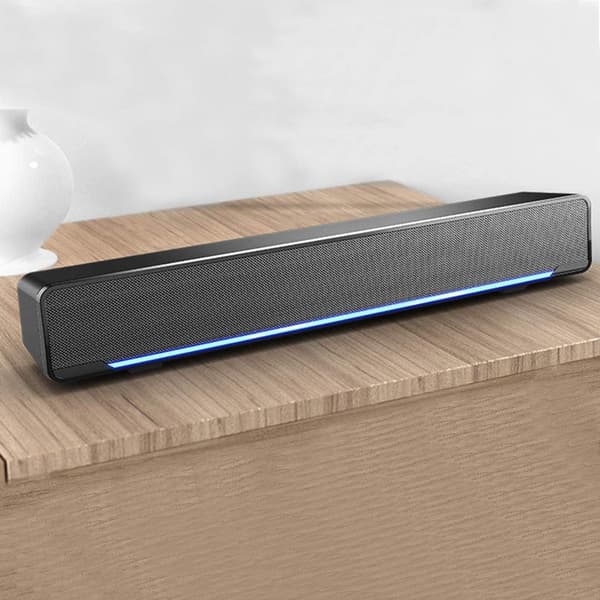 Forbedret bas Bluetooth computerhøjttalere, brugerdefinerbart skrivebordsområde med LED-belysning, multikontrolknap til pc/bærbar/tablet/projektor