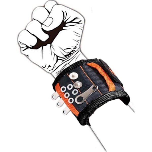 Lättviktigt Magnetiskt Armband, Verktygspresent för Bygg & Bilreparation, Håller Små Metallföremål, 20 Starka Magneter, Andningsbart Mesh, Justerbart