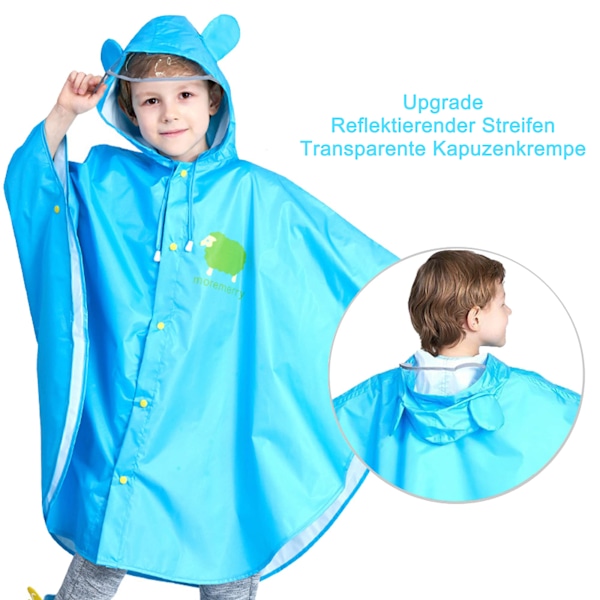 Regnponcho Barn Regnkappa Flickor Pojkar 100% Regnfast Bärbar Hopvikbar Regnrock Barn Regnponcho Cykel med Förvaringsväska Regnjacka Barn Vattentät