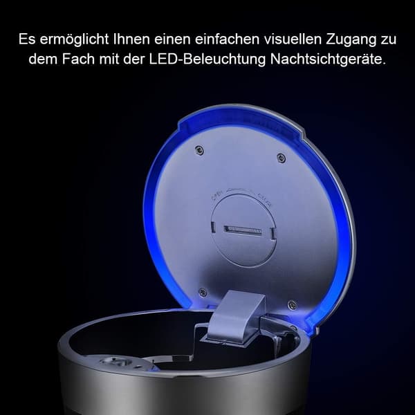 Cool Blue Light Røgspreder, Rustfrit Stål Røgfrit Askebæger til Røgfri Miljøer
