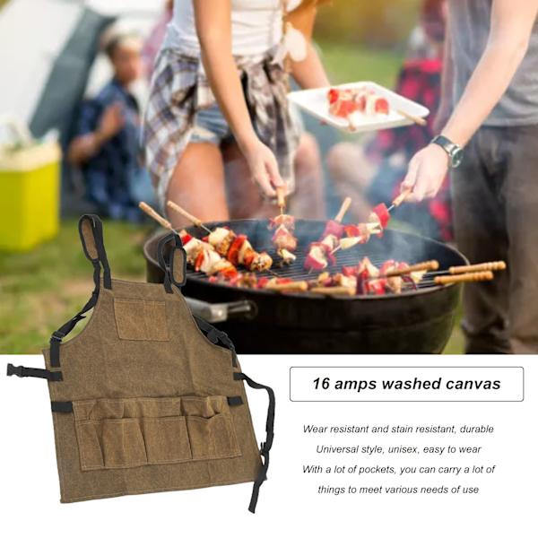 Butiksförkläde Stor Kapacitet Tvättat Canvas Material Fällbart Lera Färg Universell Stil Träbearbetning Förkläde för Grillning