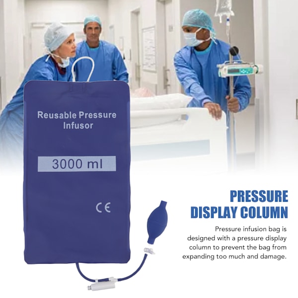 3000 ml tryckinfusionspåse förhindrar övertryck 3h lufttäthet vätskesnabb infusionspåse för första hjälpen blå