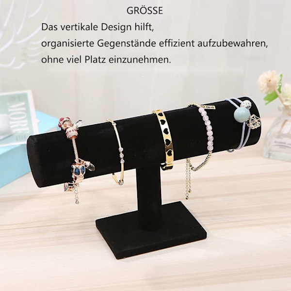T-Bar Ställ för Smyckesorganisatör, Rektangulär Bas Armbandshållare, Sammet Material för Halsband Armband Display, Träkonstruktion Säkerställer