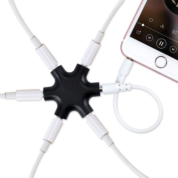 Multi-Headset Hub, Portabel 3,5 mm Hörlursdelare Adapter, Stereo Audio för Samtidig Anslutning av Flera Enheter