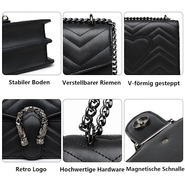 Axelremsväska Dam Läder Handväska Liten Axelremsväska Kedja Crossbody Väska Mode Ormtryckt Kvällsväska med Justerbar Rem