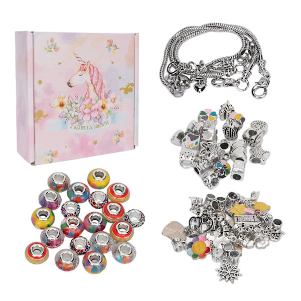Charm armbandssats grundläggande armband färgade pärlor hängen smycken gör-det-själv-kit för födelsedagsfest spelgåvor färgglada