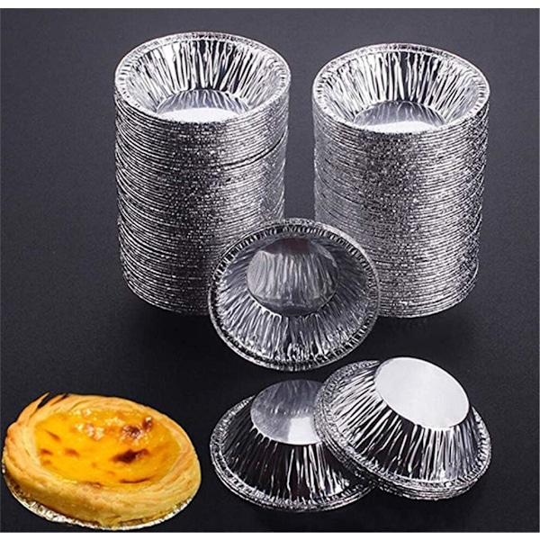Stadiga Bakformar med Grepp, Återvinningsbara Mini-Aluminiumformar med Oljetät Vattentät Yta och Lätt Släpp för Engångsbakning, Silverton 250 st