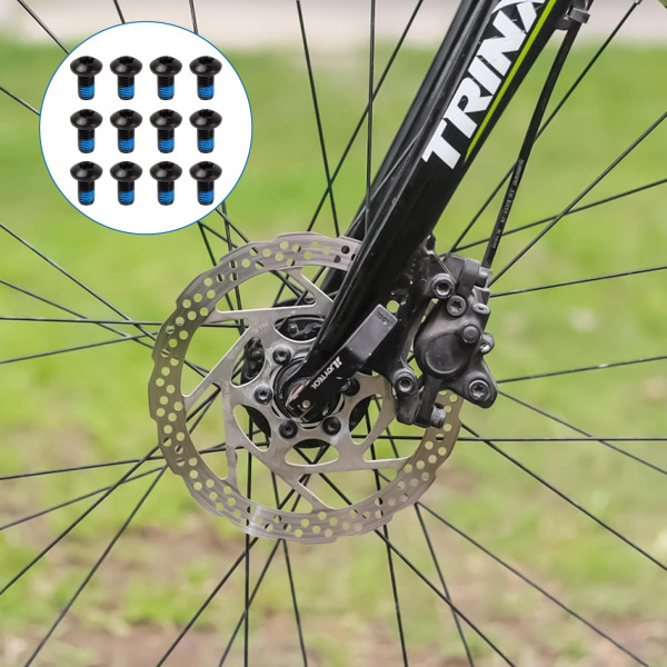 12-pack cykelbromsskiveskruvar, M5 x 10 mm stålbromsskiveskruvar, T25 cykelfästskiva för MTB, racercykel, mountainbike (svart)