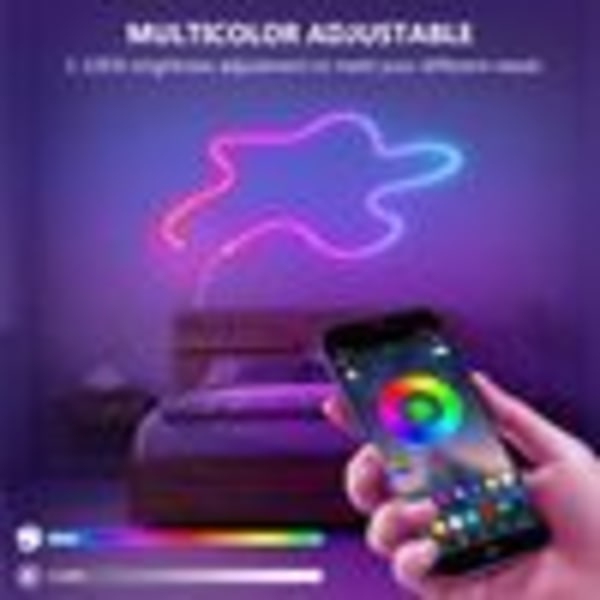 3M Smart Bluetooth Neon LED-remsa RGBIC Music Sync Strip Lights Party Bar Gaming Neon Light Atmosphere Backlight Light