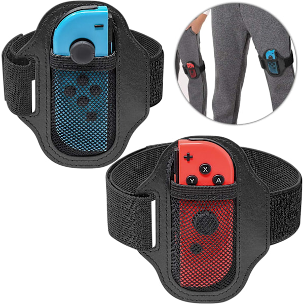 Familjevänligt AndningsbartMaterial: 2-pack Justerbara Benremmar för NintendoSwitch RingFitAdventure, Ger BekvämtSkydd för JoyCon Under