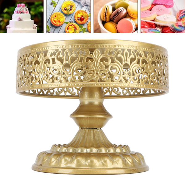 Dessertställ Golden Cake Holder Spetsdesign Enkel montering Rund Treat Display för fest S