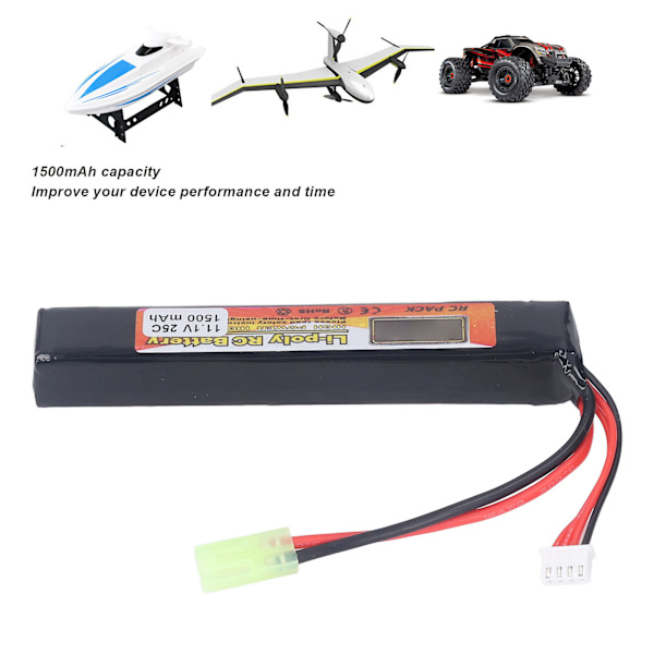 Vattenspruta Lipo-batteri 11,1V 25C urladdningshastighet 3S 1500mAh Effekt för Tamiya-kontakt