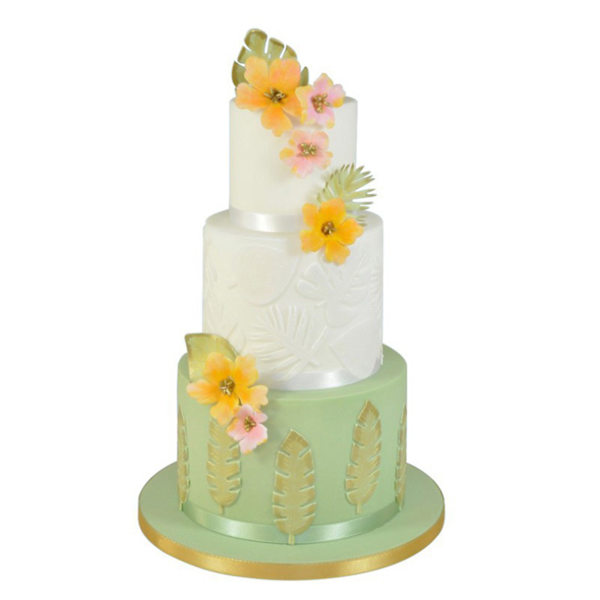 4 st tropiska blad kakform set palmblad fondantformar för Luau tårtdekoration