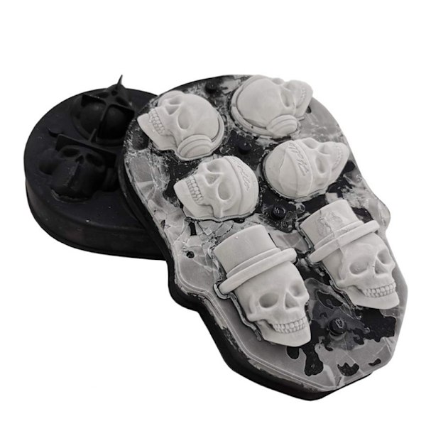 3D Döskalle Isbitsform, Unik Skelettformad Istärningsmakare För Hantverkscocktails, Säker & Giftfri, Multifunktionell Silikonbricka Svart (Flexibel, Lätt Att Ta Ur)