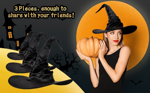 Halloween Heksehat Sort Stor Flæset Heksehat Halloweenfest