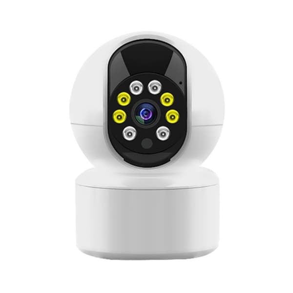 Trådløst sikkerhetskamera, 360 graders panorering/tilt, nattsyn, hvit