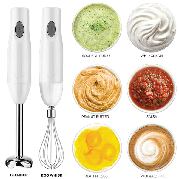 Stavmixer, 150 Watt 5-i-1 Immersion Multi-Purpose Stick Blender med Äggvisp, med Matkvarn