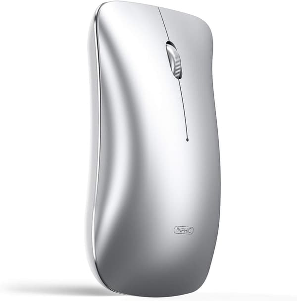 Stille Klikk Oppladbar Bluetooth-mus, Plug and Play for problemfri bruk (Sølv)