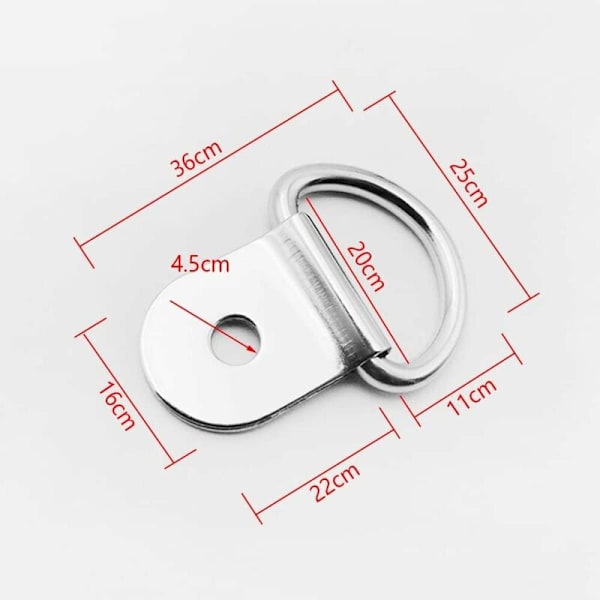 Rostfria Spännringar 20 Stycken D-Ringar Ankarfästen för Trailers Tung Maskiner Elverktyg Camping 36x25mm Silver