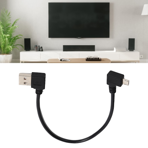 Kort Micro Usb-kabel för kompakt förvaring, rätvinklig design underlättar enkel åtkomst i trånga utrymmen, universell kompatibilitet säkerställer bred enhetsanvändning