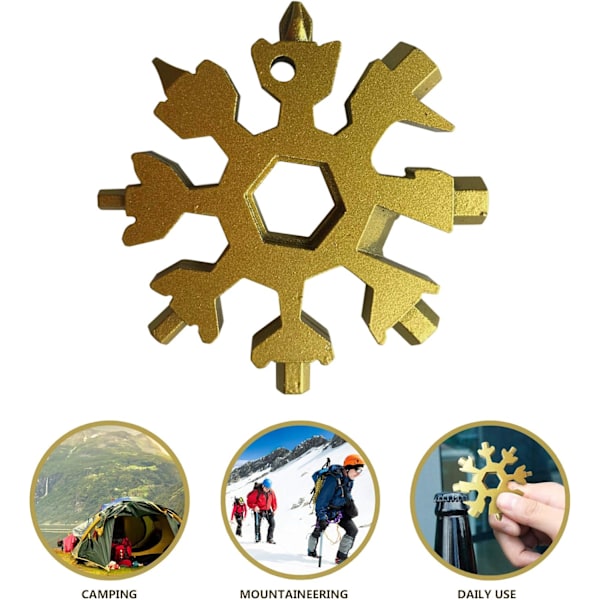 Portabel utomhusnyckel, högkvalitativ snöflinga multiverktyg för äventyrare, coola prylar med unik snöflingdesign, portabelt verktyg i rostfritt stål
