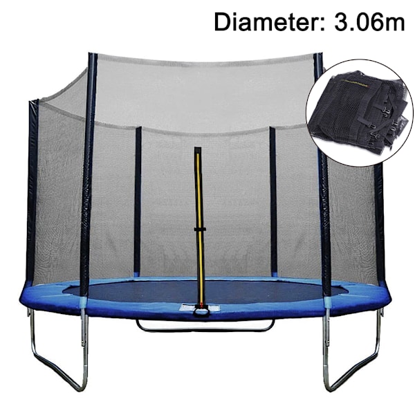 Säkerhet Först, Andningsbar Väderbeständig Trampolininfattning, 306 cm Diameter, 3 m Nät Höjd, För 8 Stolpar Under 3,94 Tum, Giftfri Polyeten