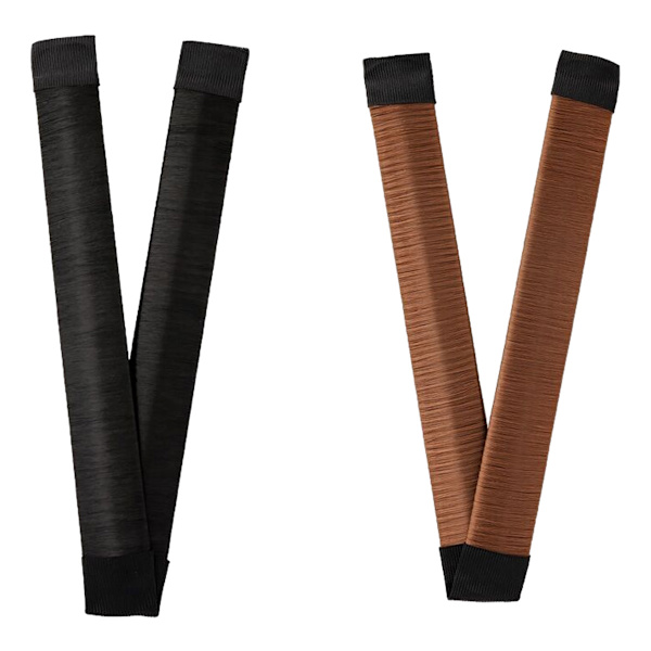 Hårbulletillverkare, fransk magisk twist hårveckningsband snäppband twist bulleformare (2 st, brun, mörkbrun)