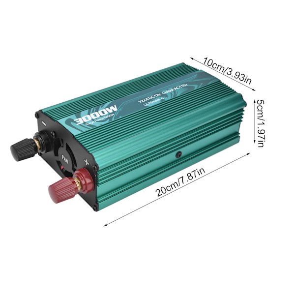 DC till AC-omvandlare Aluminiumlegering Smart Repair Sinusvåg Power Inverters 3000W 12V till 110V Vert